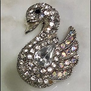 Crystal Embellished Swan Brooch Pin